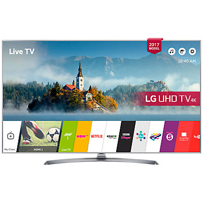 LG 43UJ750V LED HDR 4K Ultra HD Smart TV, 43 With Freeview Play & Crescent Stand, Silver